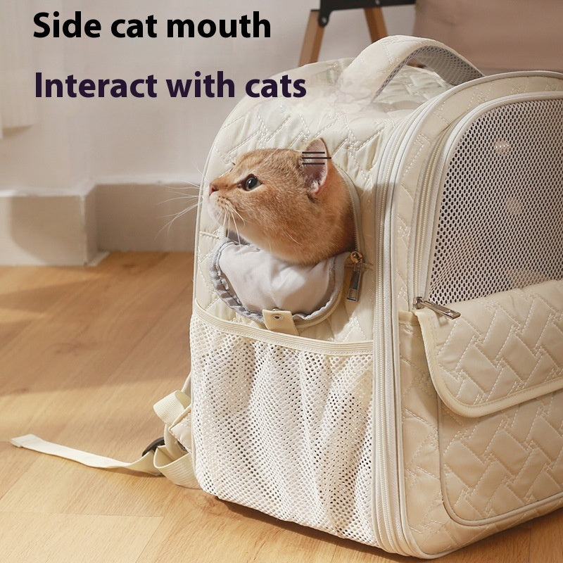 CozyPet Rides™ Portable Cat Backpack – Breathable Embroidered Travel Pet Carrier