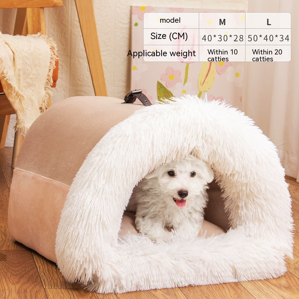 CozyPet Rides™ Splice Plush Pet Nest – Portable Warm Dog & Cat Bed