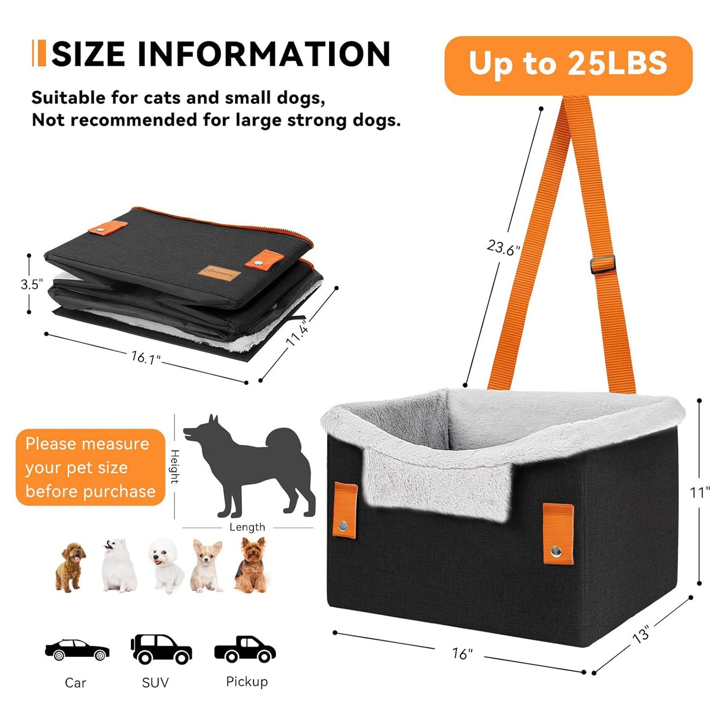 CozyPet Rides™ Portable Dog Booster Seat (With Safety Clip)