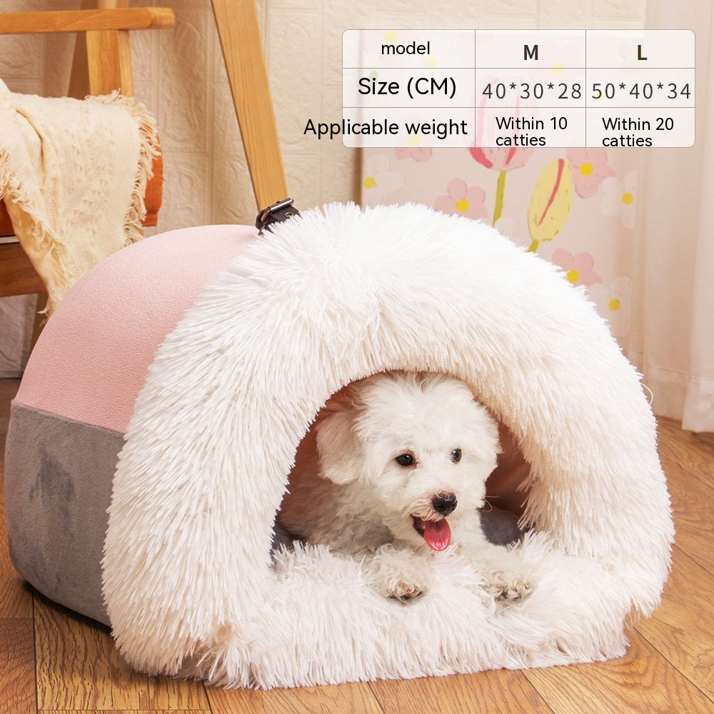 CozyPet Rides™ Splice Plush Pet Nest – Portable Warm Dog & Cat Bed