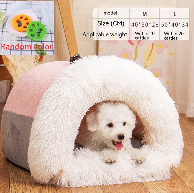 CozyPet Rides™ Splice Plush Pet Nest – Portable Warm Dog & Cat Bed